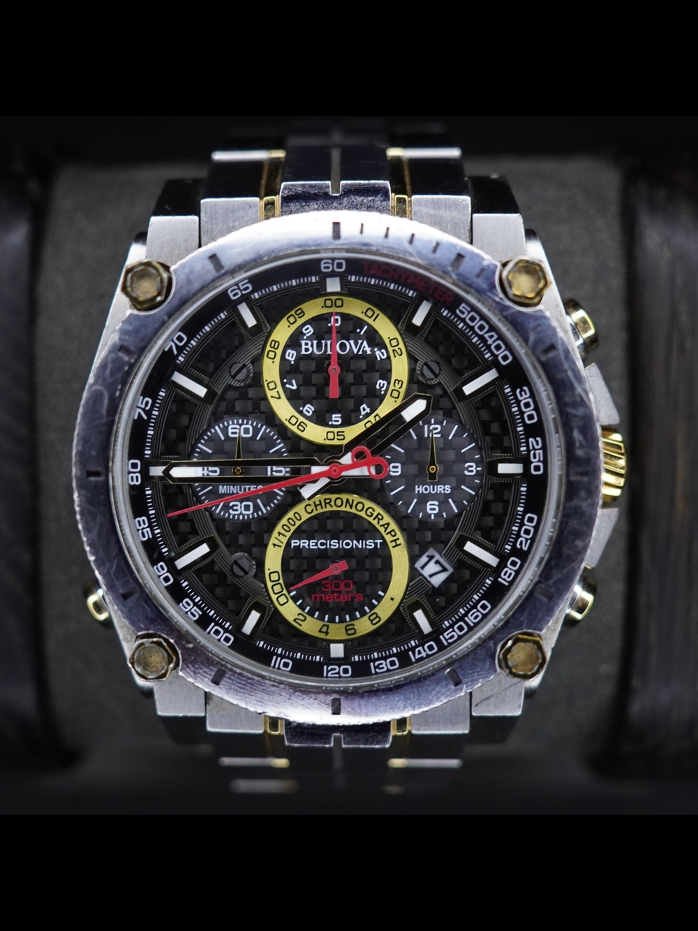 Bulova Men's Precisionist Chronograph Watch 300m Tachymeter 98B228